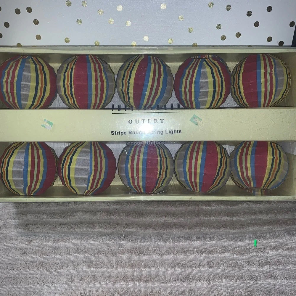 Pottery Barn Outlet String Lights Indoor Outdoor Multi Color Stripe Summer New